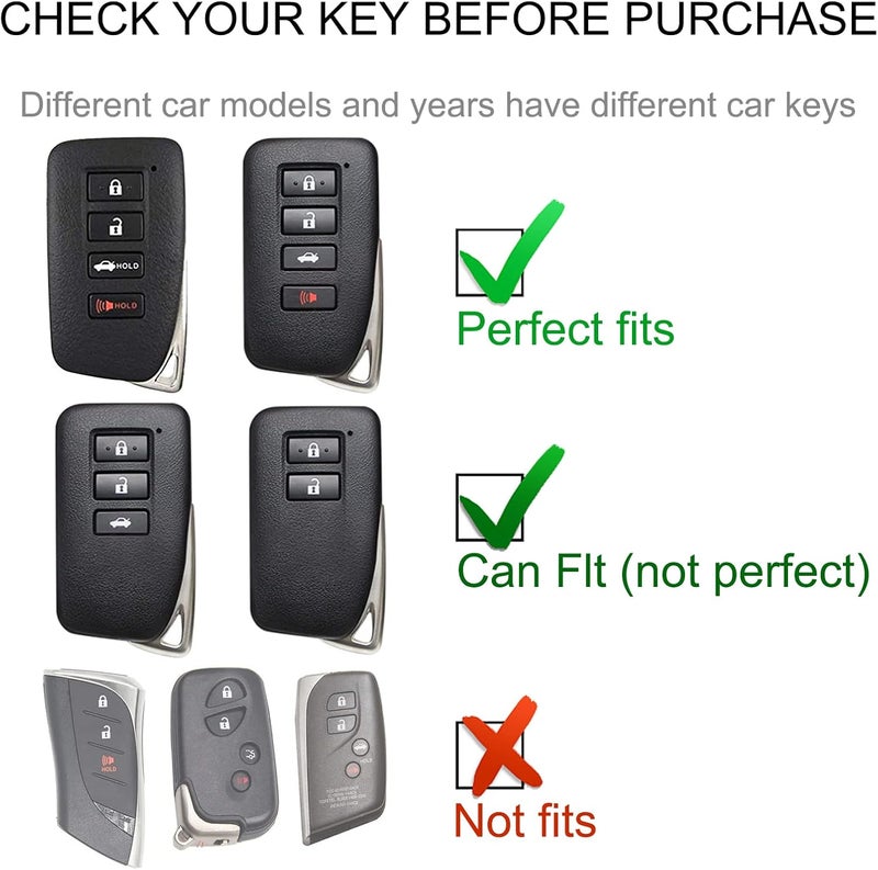 CACARLIKE for Lexus Key Fob Cover with Keychain, Car Key Fob Case Compatible with GX460 RX350 ES350 IS250 GX460 LX570 IS350 GS430 GS300 GS450h is-C is-F Smart Key Protector - Image 2
